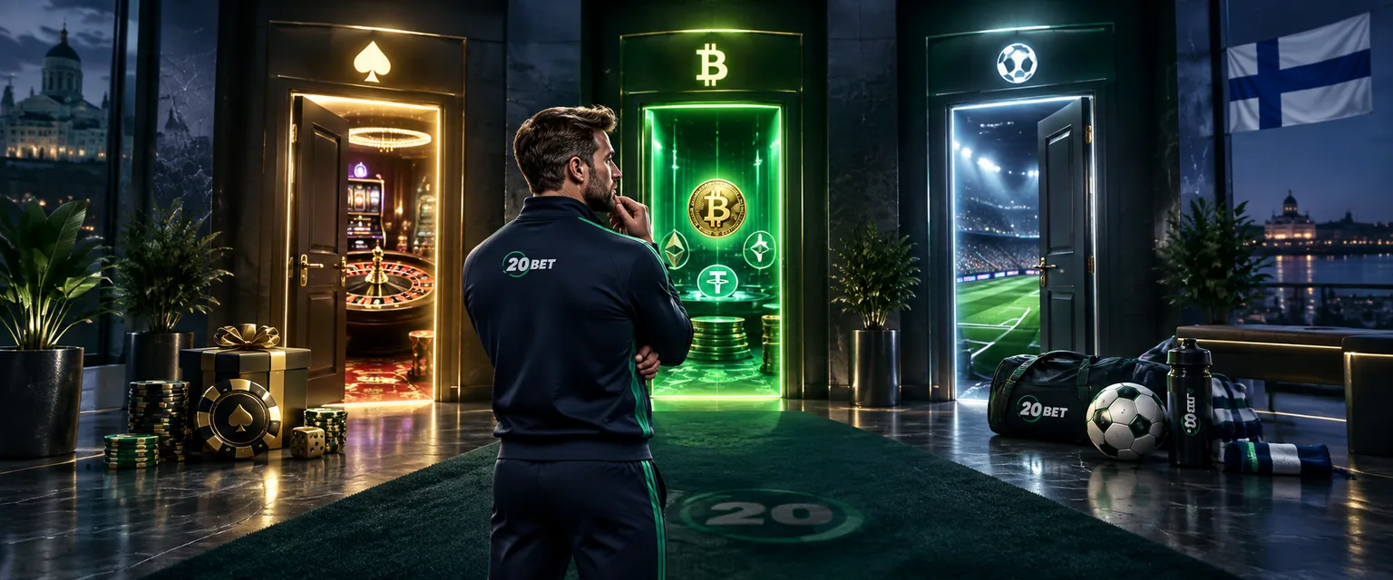 Adult man in 20Bet sportswear — The Welcome Offers, Door by Door