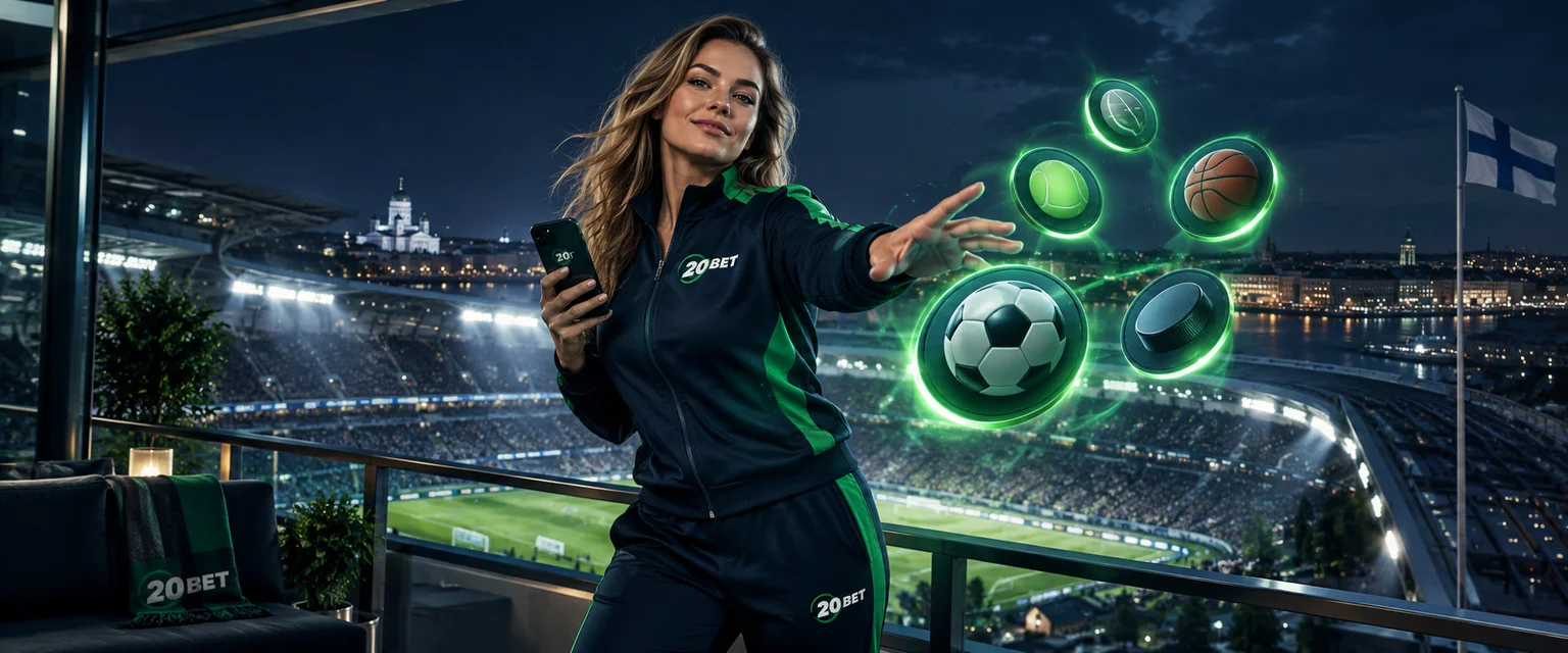 Adult woman in 20Bet sportswear — The Sportsbook Extras Worth Noticing