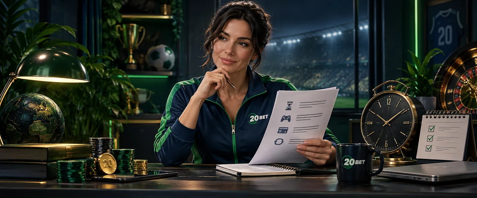 Adult woman in 20Bet sportswear — A Word on the Small Print